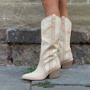 DOLCE VITA BOOTS Navene Tall Western Cowboy Boot, Vanilla Nubuck
